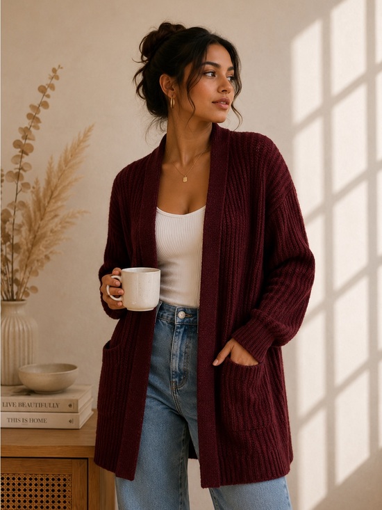 Fashion Nova Sweaters - Burgundy cardigan
